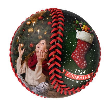 Custom Christmas Socks Gift Photo Baseballs