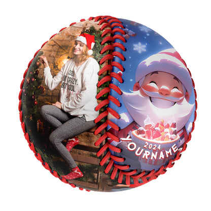 Custom Christmas Santa Claus Snowflake Photo Baseballs