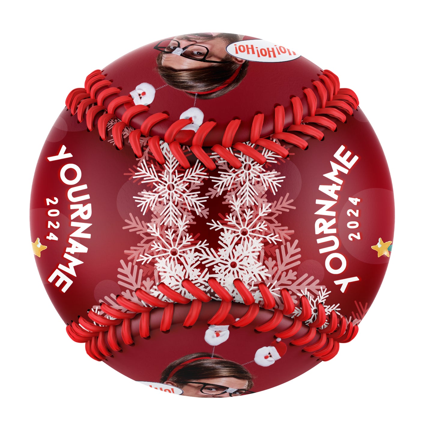 Custom Christmas Santa Claus Snowman Tree Photo Baseballs