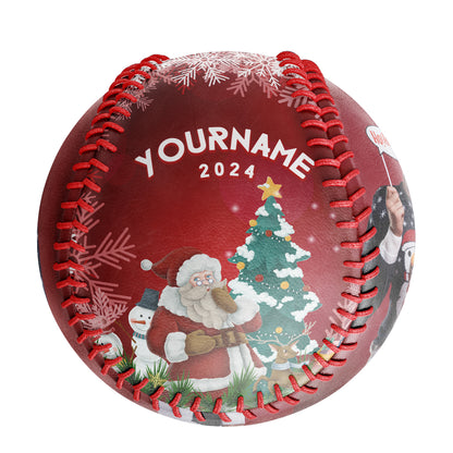 Custom Christmas Santa Claus Snowman Tree Photo Baseballs