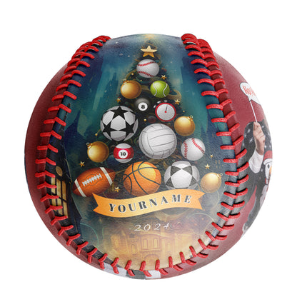 Custom Christmas Tree Baseball Football Basketball Soccer Billiards Photo Baseballs