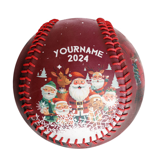 Custom Christmas Santa Claus Elk Snowflakes Photo Baseballs