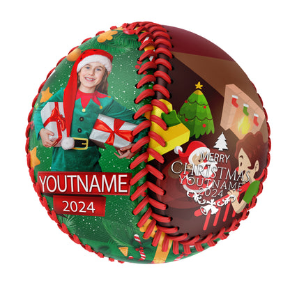 Custom Christmas Santa Claus Tree Photo Baseballs