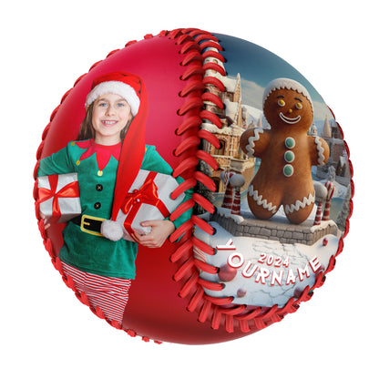 Custom Christmas Ginerbread Snow Photo Baseballs