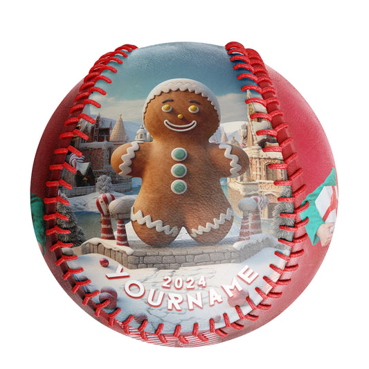 Custom Christmas Ginerbread Snow Photo Baseballs