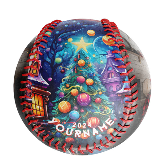 Custom Christmas Cartoon Tree Photo Baseballs