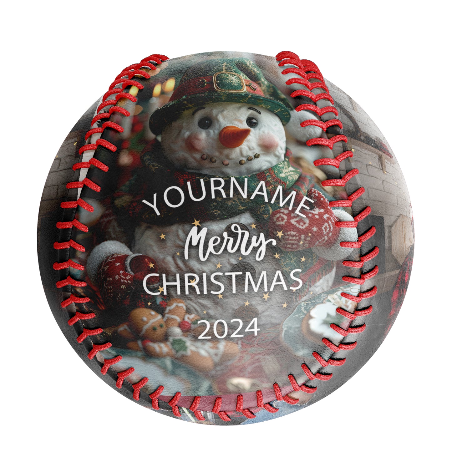 Custom Merry Christmas Snowman Photo Baseballs