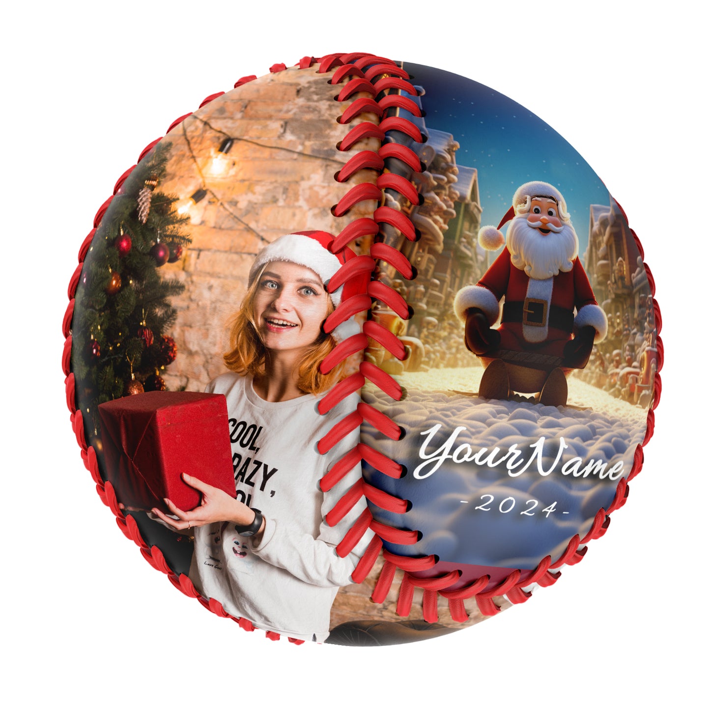 Custom Merry Christmas Santa Claus Snow Photo Baseballs