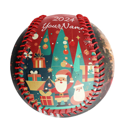 Custom Merry Christmas Santa Claus Gift Photo Baseballs