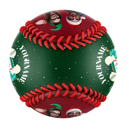 Custom Merry Christmas Snowman Snowflake Photo Baseballs