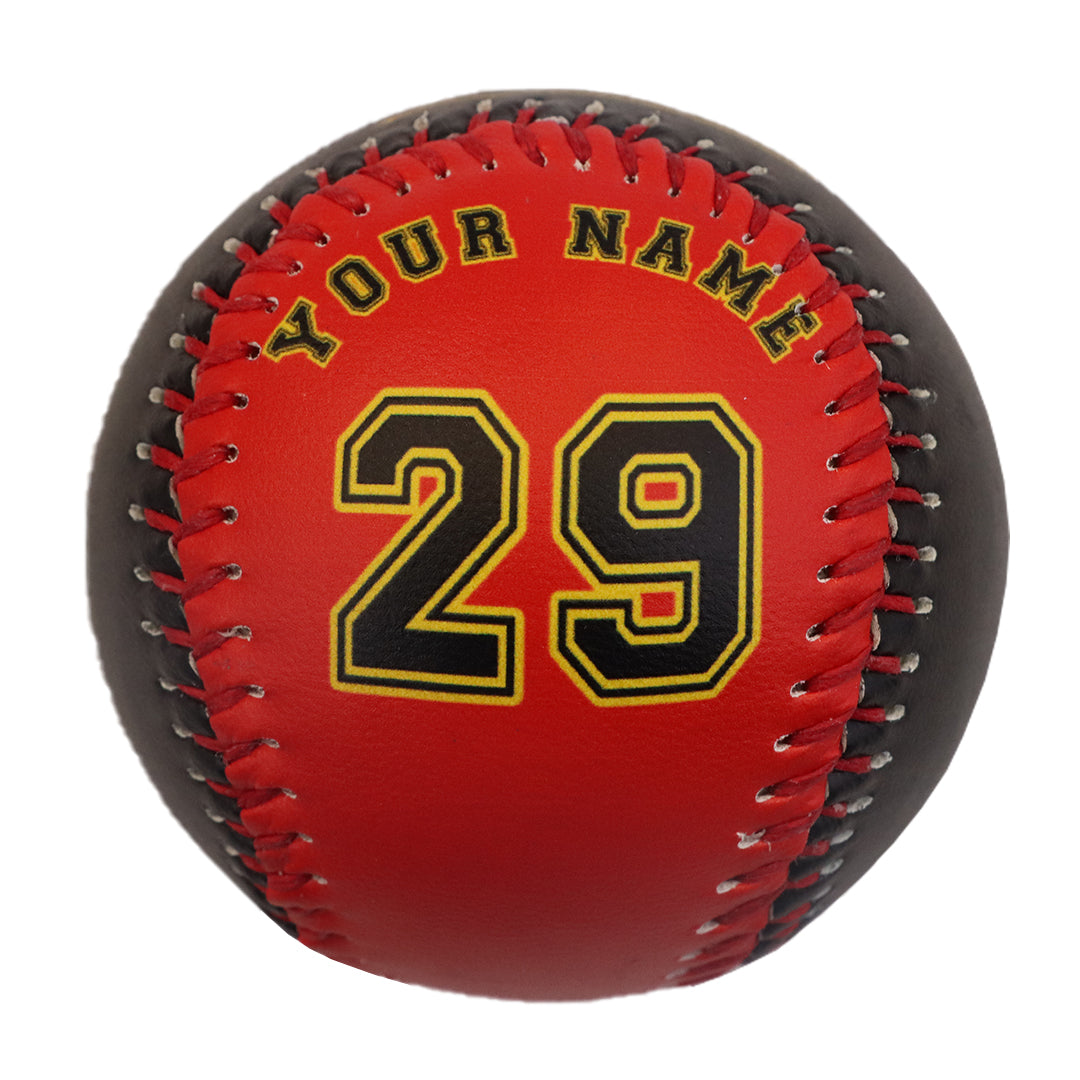 Custom Red Black Split Half Leather Black Authentic Baseballs