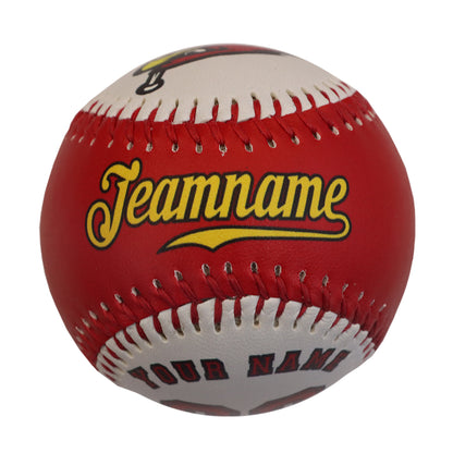 Custom White Red Split Half Leather Red Authentic Baseballs