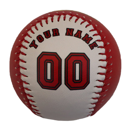 Custom White Red Split Half Leather Red Authentic Baseballs