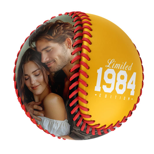 Personalized Anniversary Name Time Photo Gold Baseballs