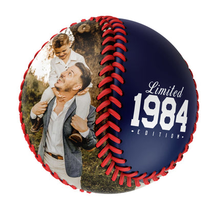 Personalized Dad Name Age Photo Navy Baseballs