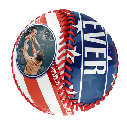 Personalized Dad Grandpa USA Flag Photo Baseballs