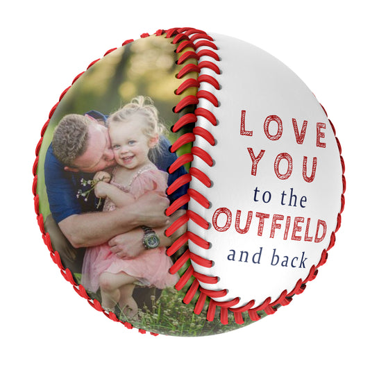 Personalized Dad Grandpa Photo Baseballs,love you to the outfield and back,Father's Day Gift