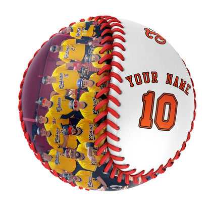 Custom White Leather Orange Varsity Team Authentic Baseballs