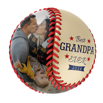 Personalized Dad Grandpa Khaki Photo Baseballs