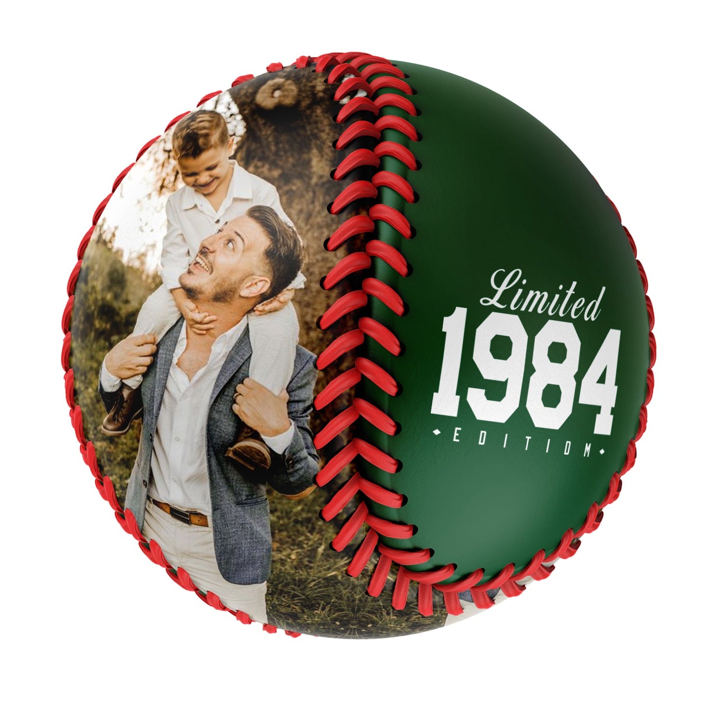 Personalized Dad Name Age Photo Green Baseballs