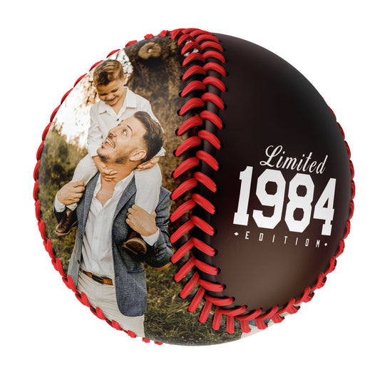 Personalized Dad Name Age Photo Brown Baseballs