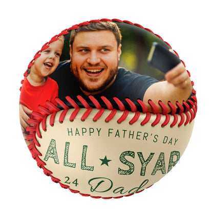 Personalized Dad Grandpa Name Time Photo Khaki Baseballs