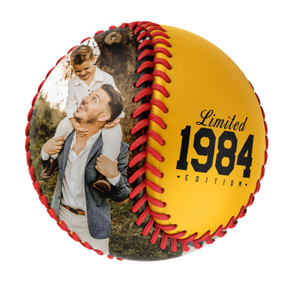 Personalized Dad Name Age Photo Gold Baseballs