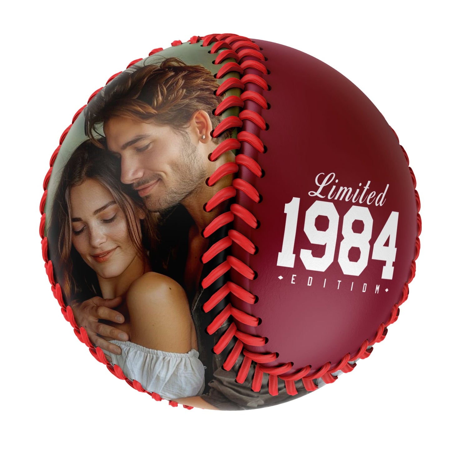 Personalized Anniversary Name Time Photo Crimson Baseballs