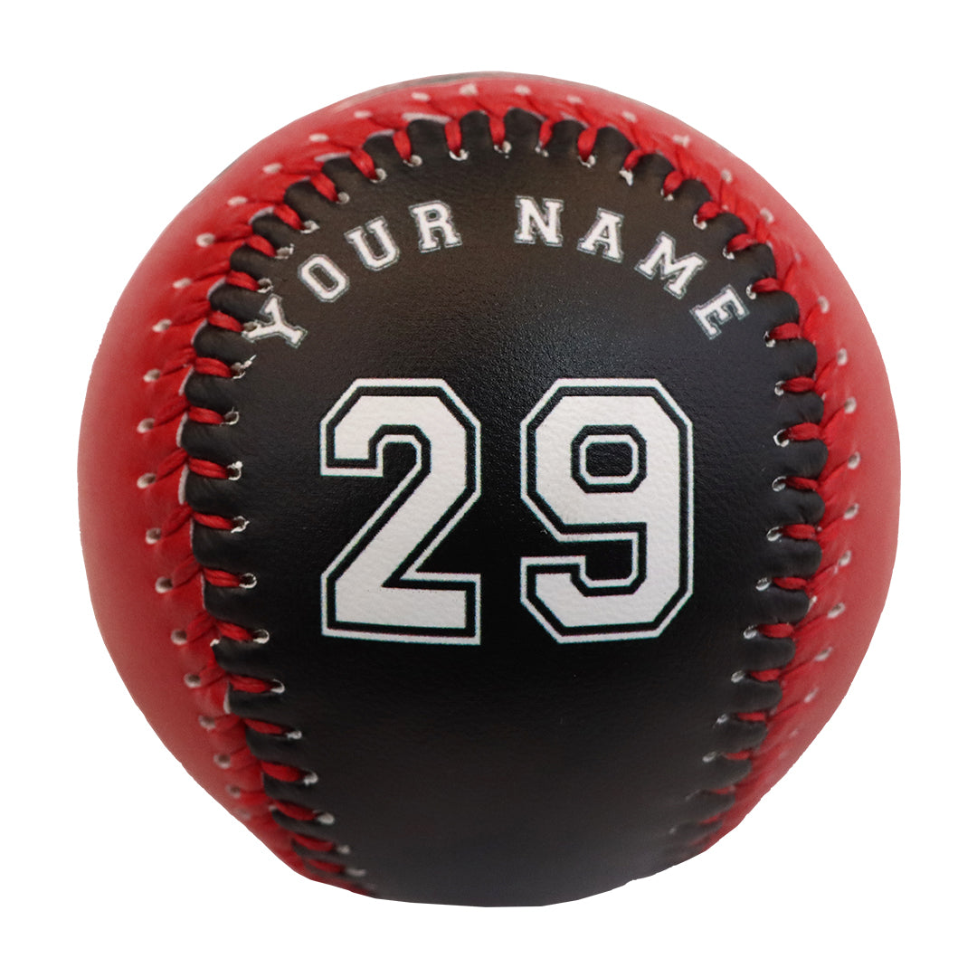 Custom Black Red Split Half Leather White Authentic Baseballs