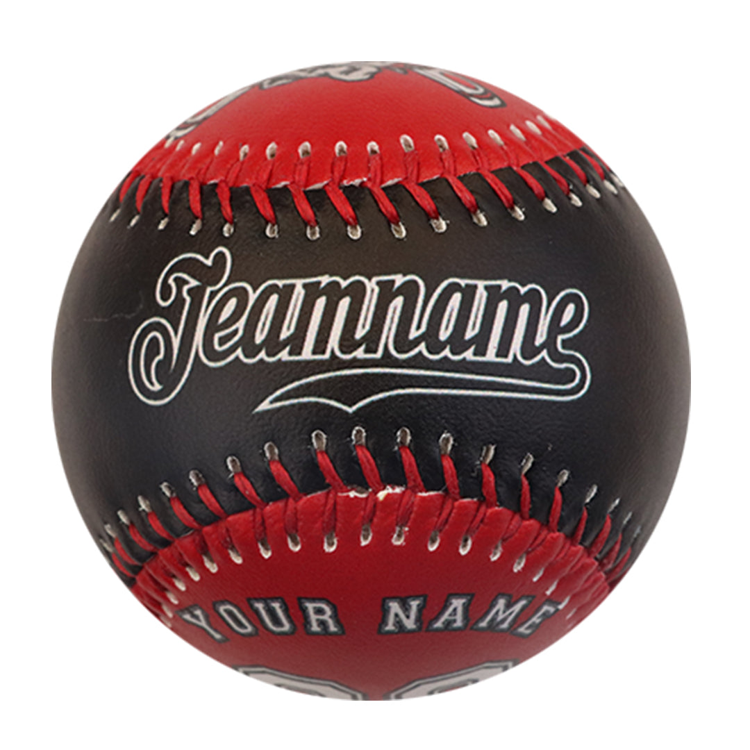 Custom Red Black Split Half Leather White Authentic Baseballs