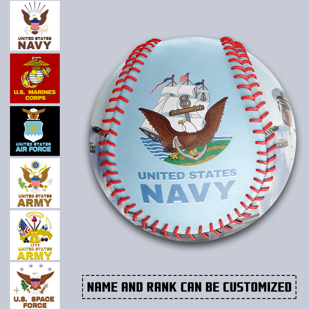 Custom White U.S Veteran Army Photo Baseballs