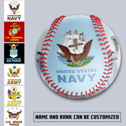 Custom White U.S Veteran Army Photo Baseballs