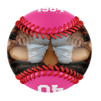 Personalized Anniversary Name Time Photo Pink Baseballs