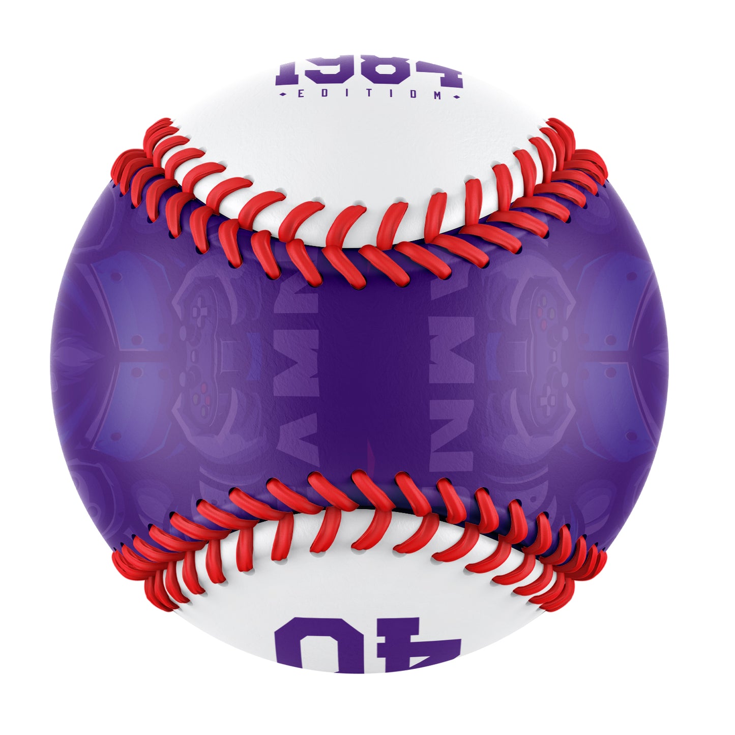 Personalized Game Name Time Logo Purple White Baseballs