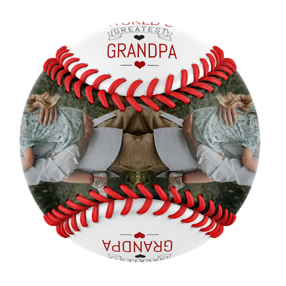 Personalized Dad Grandpa Photo Name White Baseballs,World's Greatest Grandpa,Father's Day Gift