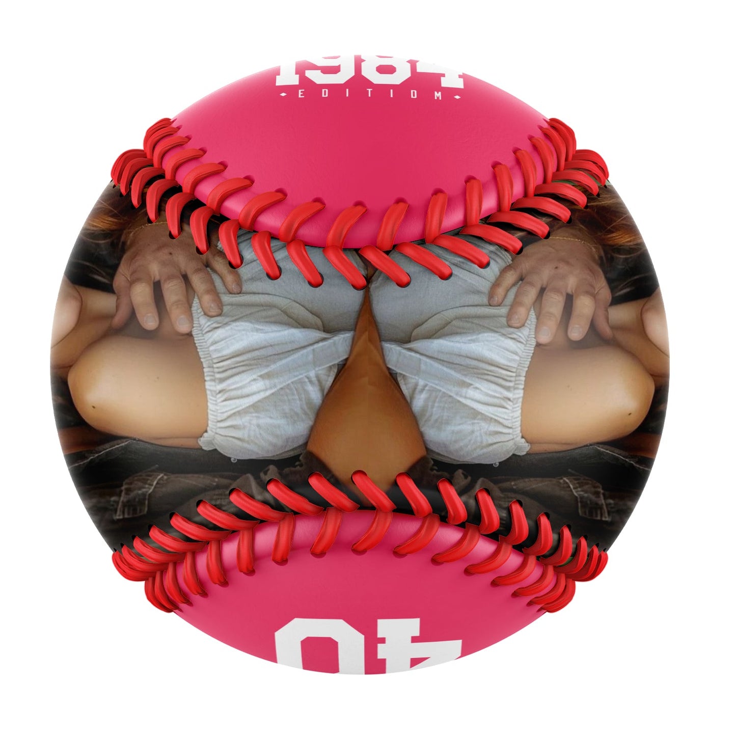 Personalized Anniversary Name Time Photo Neon Pink Baseballs