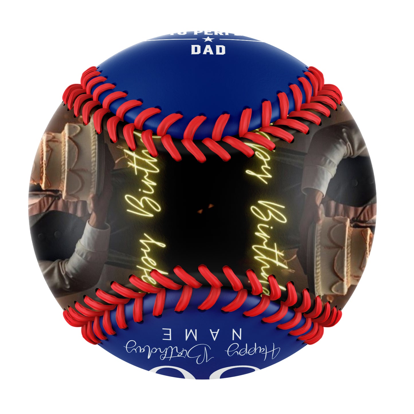 Personalized Dad Grandpa Birthday Name Time Photo Royal Baseballs