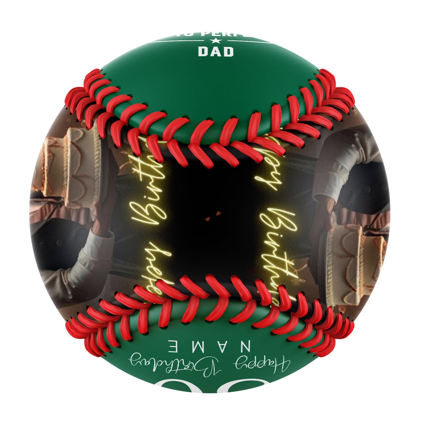 Personalized Dad Grandpa Birthday Name Time Photo Kelly Green Baseballs