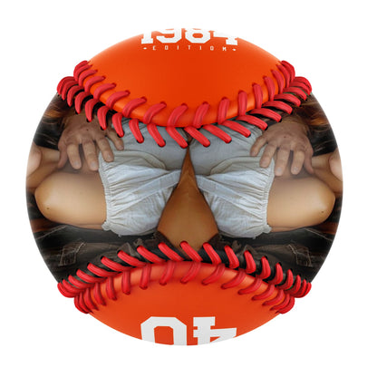 Personalized Anniversary Name Time Photo Orange Baseballs