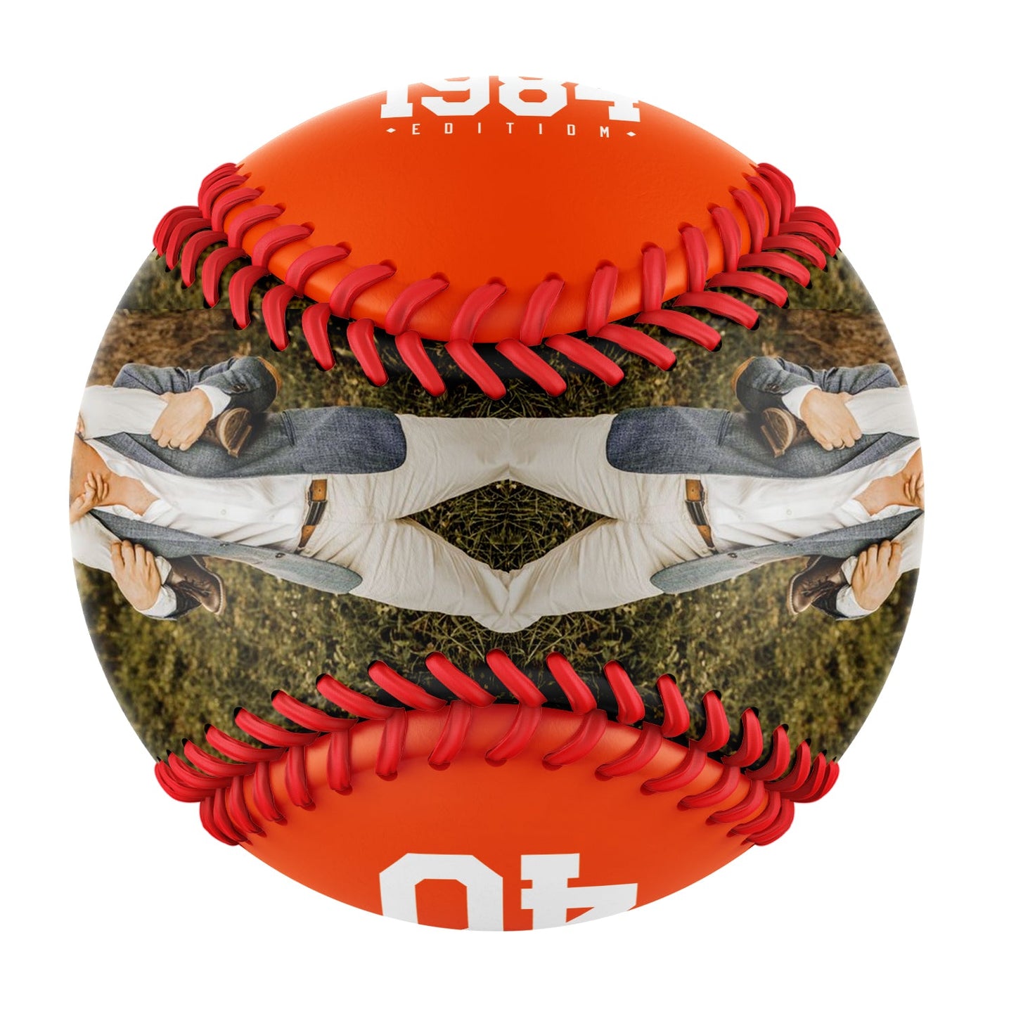 Personalized Dad Name Age Photo Orange Baseballs