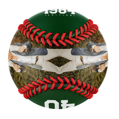 Personalized Dad Name Age Photo Green Baseballs