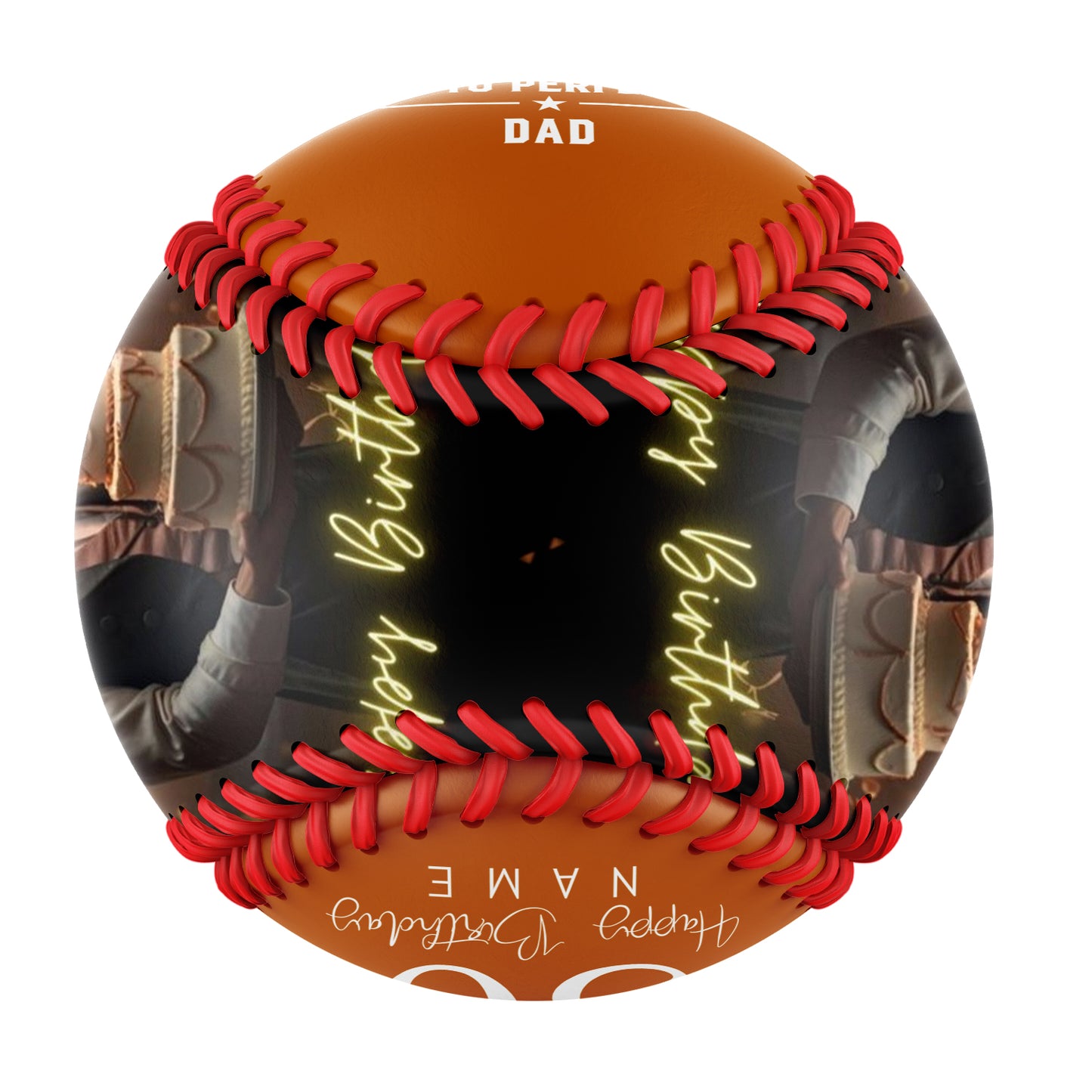 Personalized Dad Grandpa Birthday Name Time Photo Orange Baseballs