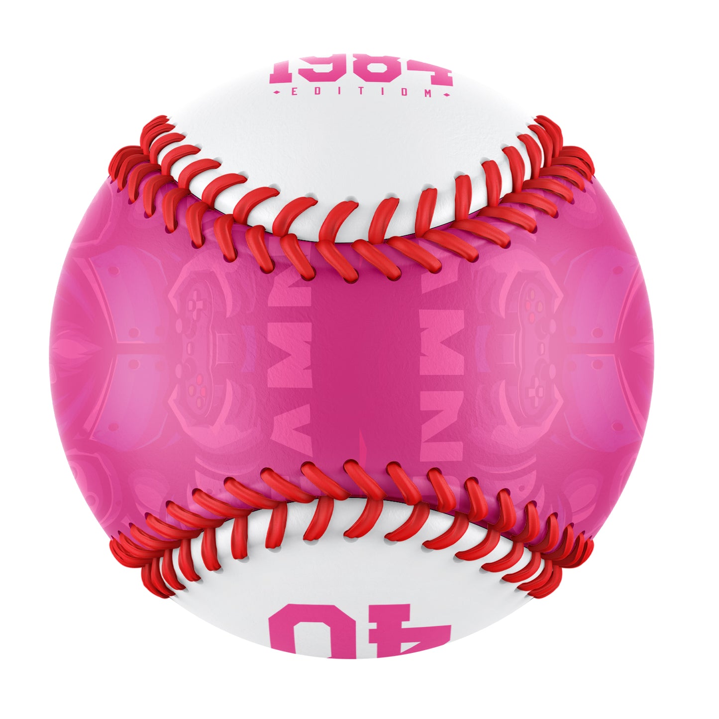 Personalized Game Name Time Logo Pink White Baseballs