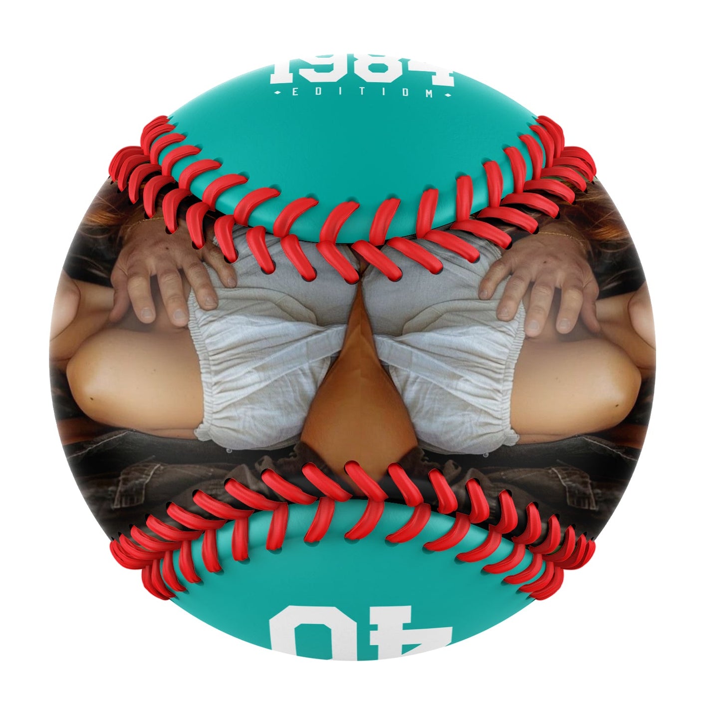 Personalized Anniversary Name Time Photo Aqua Baseballs