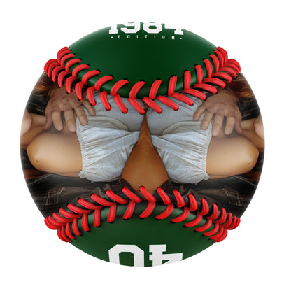 Personalized Anniversary Name Time Photo Green Baseballs