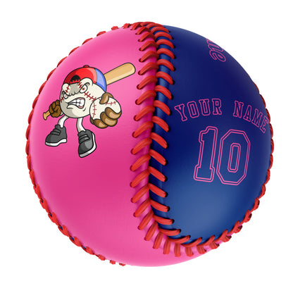 Custom Pink Royal Split Half Leather Royal Authentic Baseballs