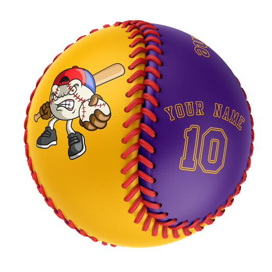 Custom Gold Purple Half Leather Purple Authentic Baseballs