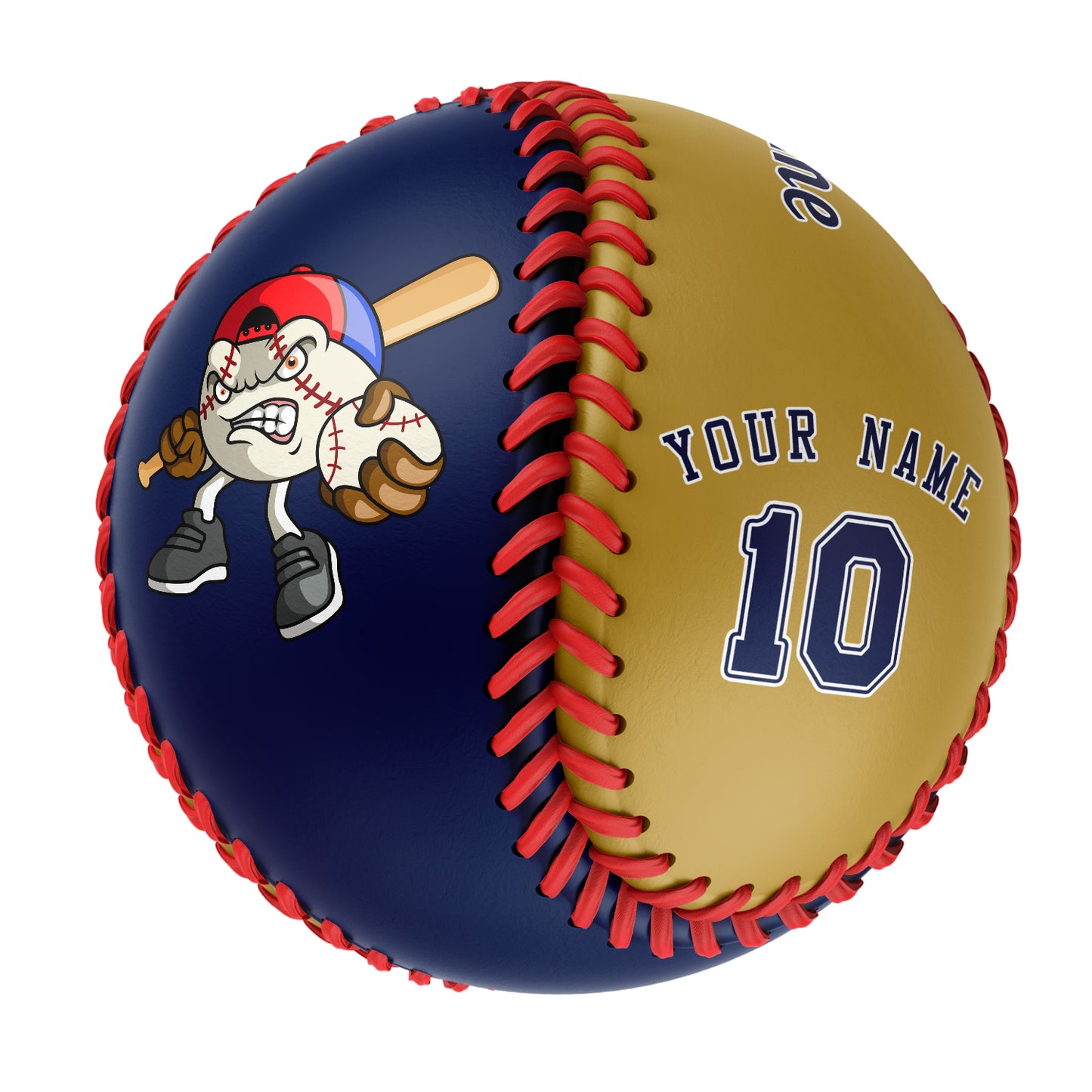 Custom Navy Old Gold Half Leather Navy Authentic Baseballs