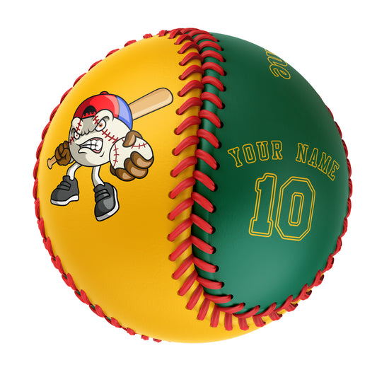 Custom Gold Kelly Green Half Leather Kelly Green Authentic Baseballs