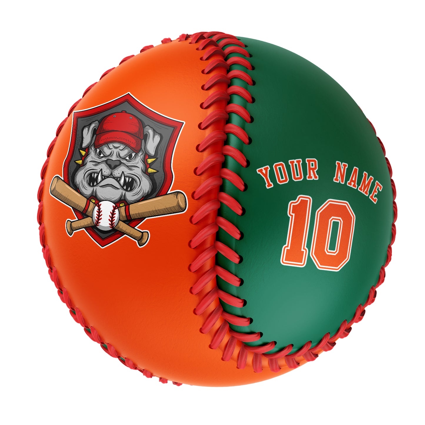 Custom Orange Kelly Green Half Leather Orange Authentic Baseballs